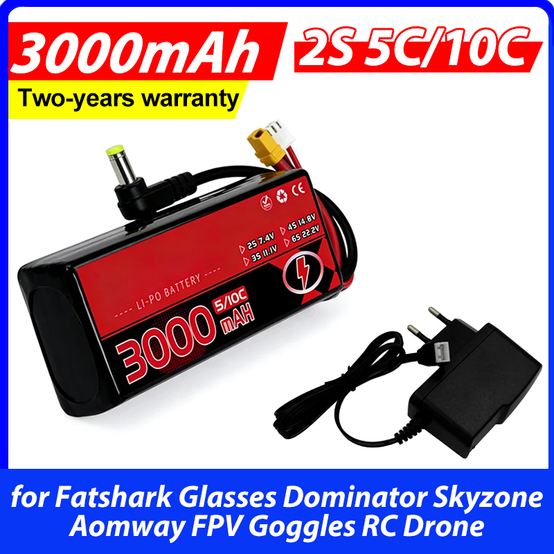 3000MAH 2S 5C 10C 7.4V Lipo Pi - Skyzone Sky04X Pro Oled Fpv Goggles incelemesi ve fiyatı
